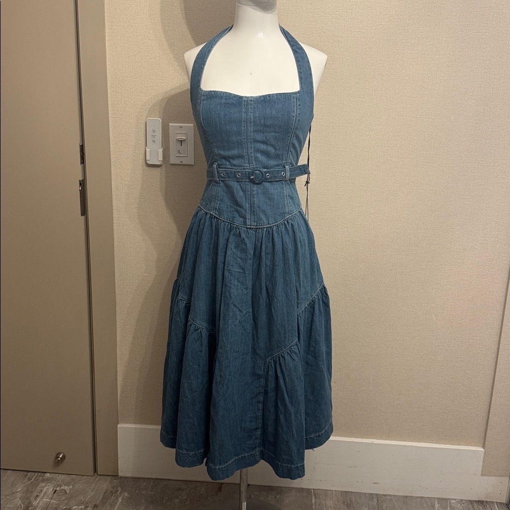 Reformation Lilith Denim Midi Dress Blue - Size 2